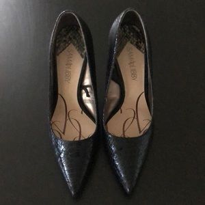 Sam Libby black faux‎ snakeskin size 9 heels